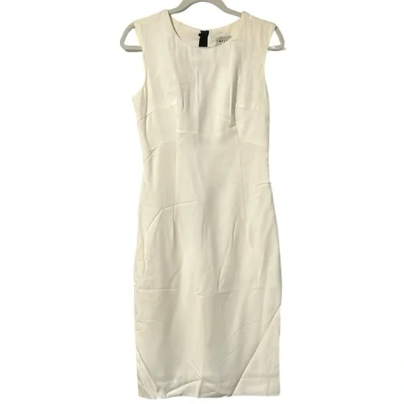 Milly sleeveless shift dress Cream Back zip Sz 4 Above knee Minimalist Designer - Picture 13 of 14